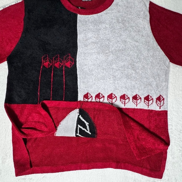 NWT Moffi Chenille Colour Block Leaf Art Cozy Crewneck Sweater Size XXL - Picture 8 of 12